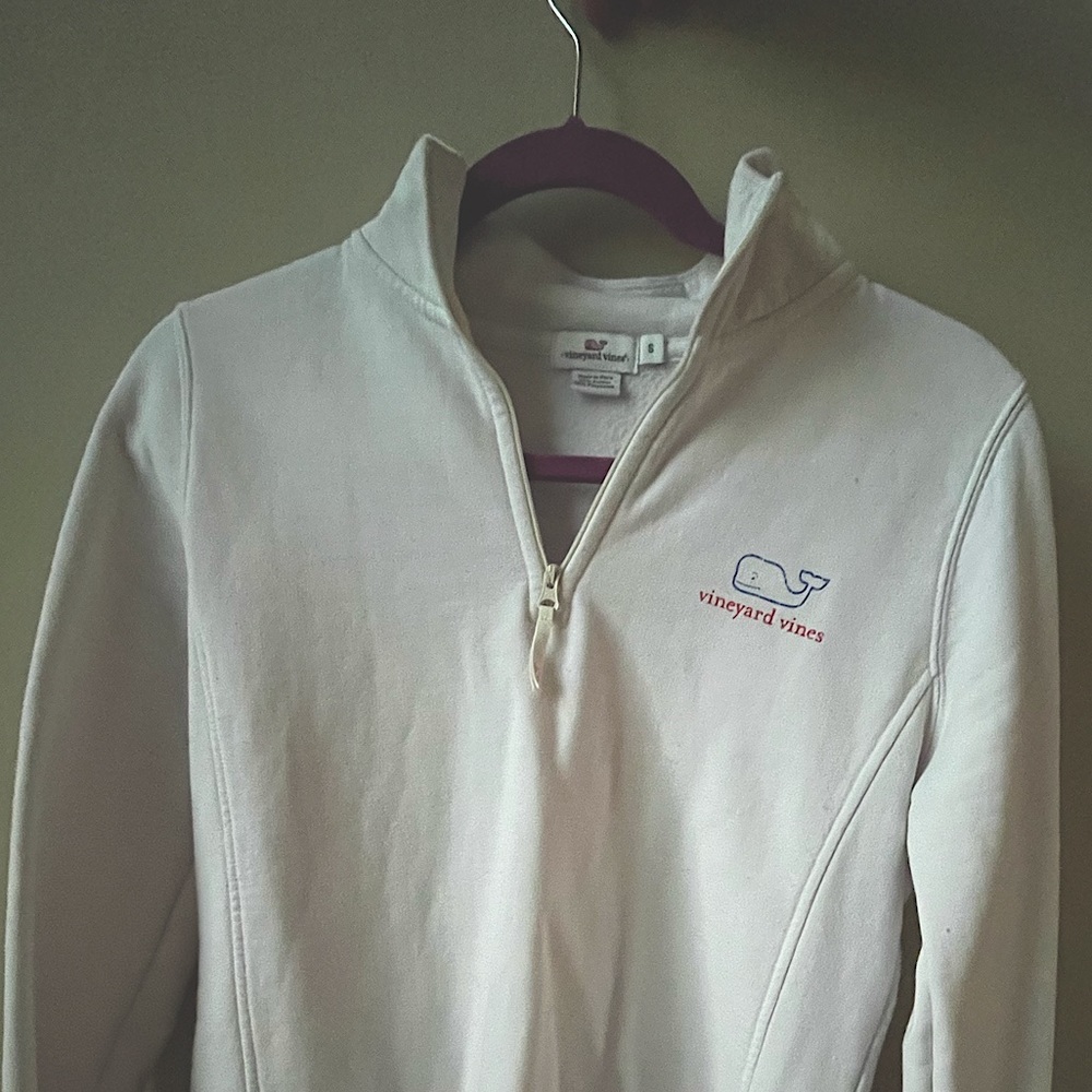 White Vineyard Vines Quarter Zip Sweater Sweatshirt Pullover